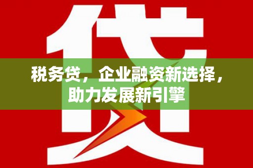 蒲县税务贷，企业融资新选择，助力发展新引擎