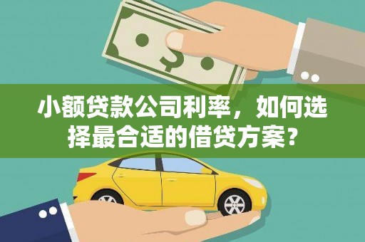 蒲县小额贷款公司利率，如何选择最合适的借贷方案？
